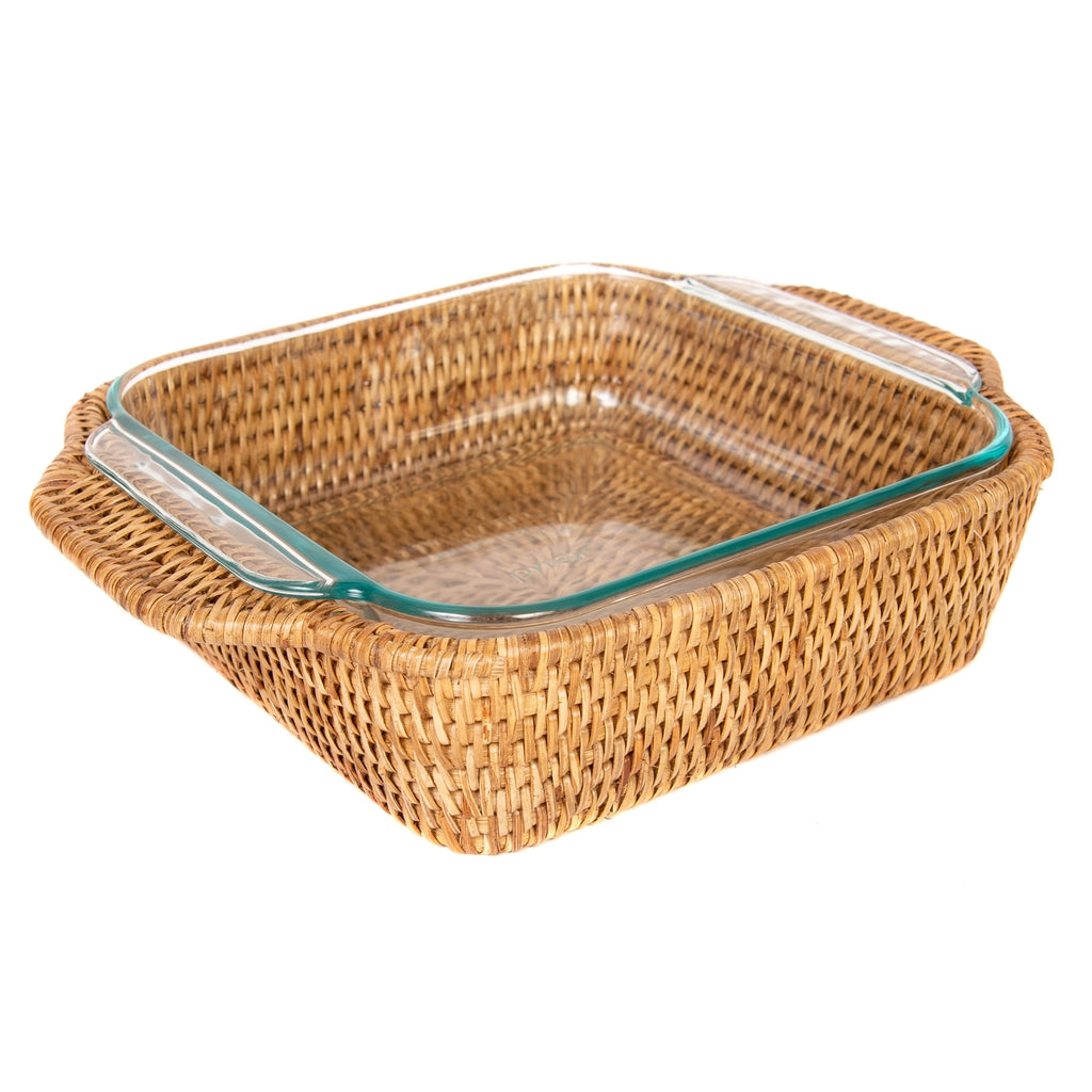 Rattan Square Baker Basket with Pyrex