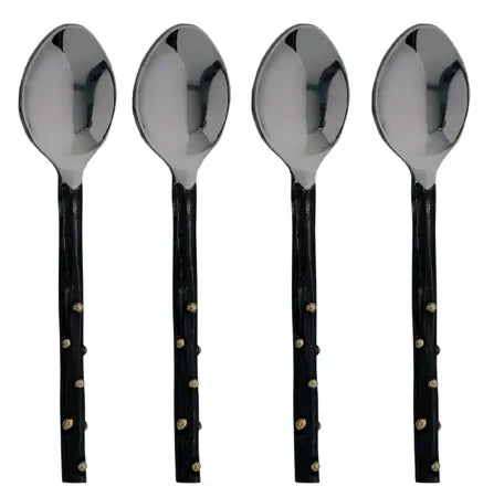 Black Spoon with Gold Dots